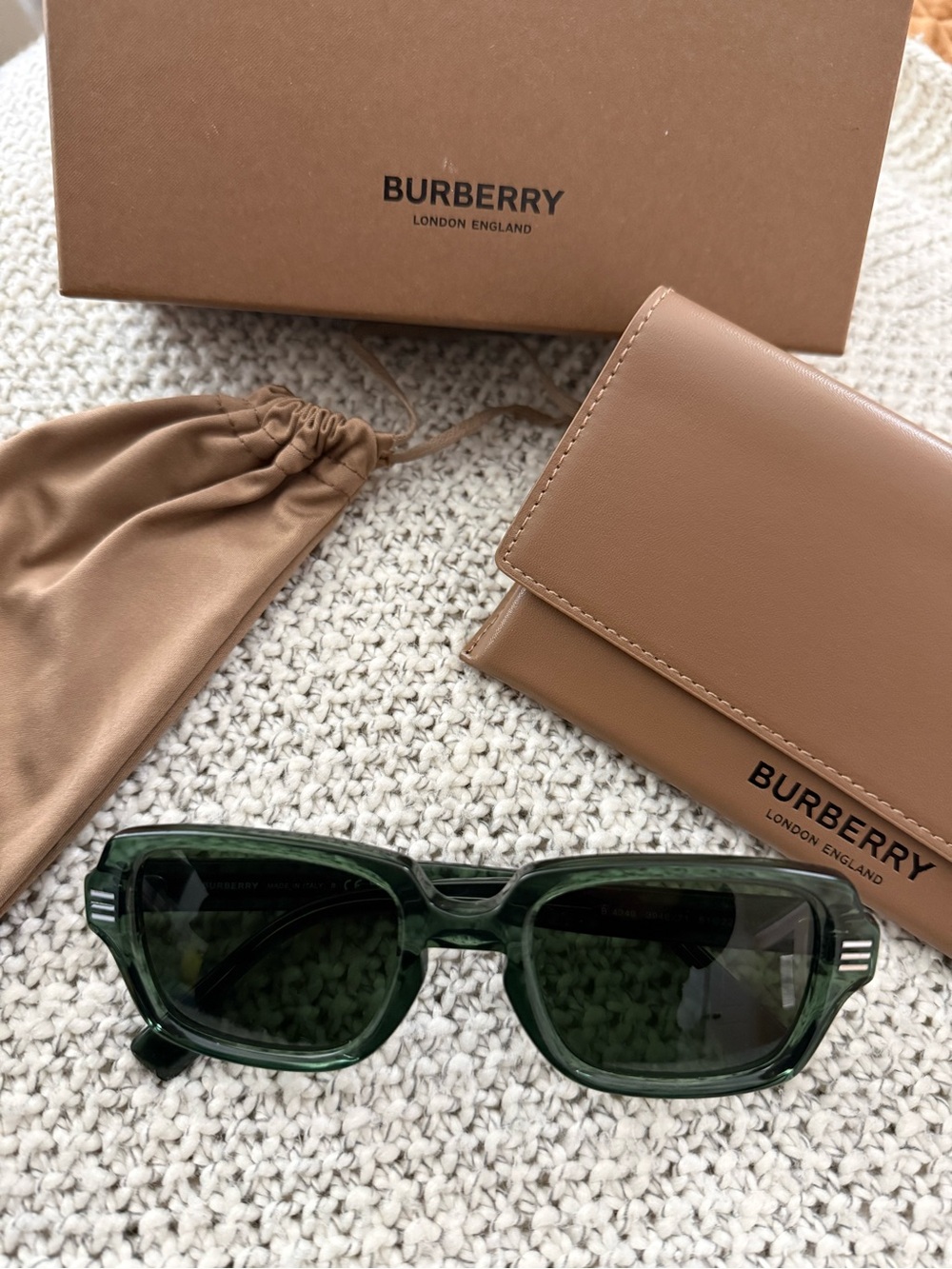 Burberry Dark Green Transparent Acetate Sunglasses